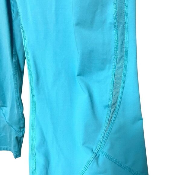 ZYIA Turquoise Blue Mesh Inset High Rise Cropped Leggings 12 - Picture 2 of 9